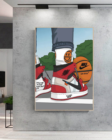 Classic Hoops: Nike Air Jordan 1 OG Sneaker Canvas Poster Wall Poster