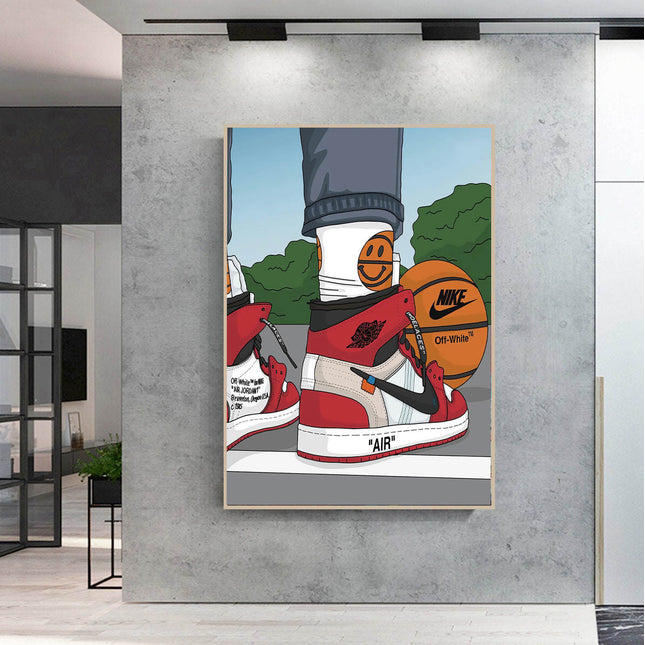 Classic Hoops: Nike Air Jordan 1 OG Sneaker Canvas Poster Wall Poster