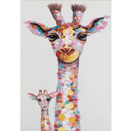Colorful Giraffe Family Art Wall Poster - Whimsical & Playful Decor