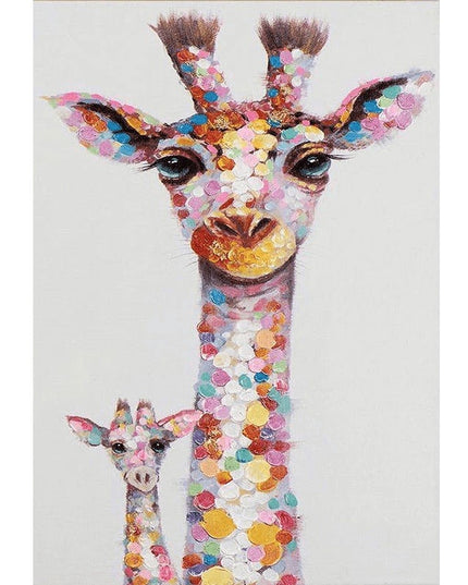 Colorful Giraffe Family Art Wall Poster - Whimsical & Playful Decor