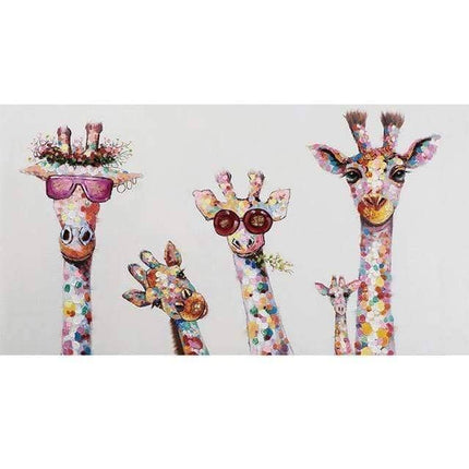 Colorful Giraffe Family Art Wall Poster - Whimsical & Playful Decor