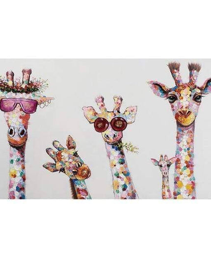 Colorful Giraffe Family Art Wall Poster - Whimsical & Playful Decor
