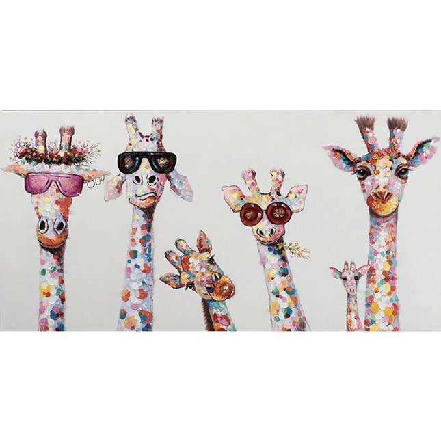 Colorful Giraffe Family Art Wall Poster - Whimsical & Playful Decor