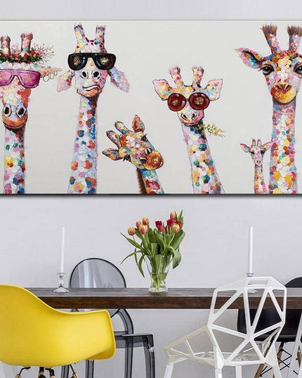 Colorful Giraffe Family Art Wall Poster - Whimsical & Playful Decor