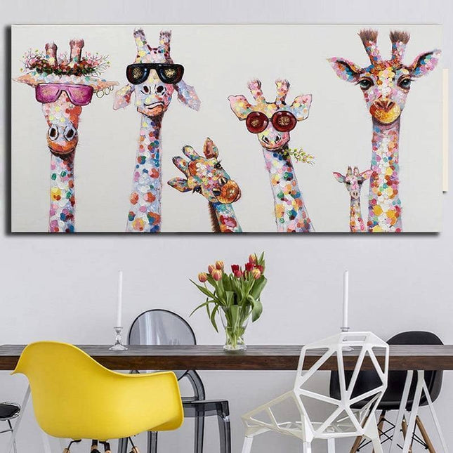 Colorful Giraffe Family Art Wall Poster - Whimsical & Playful Decor
