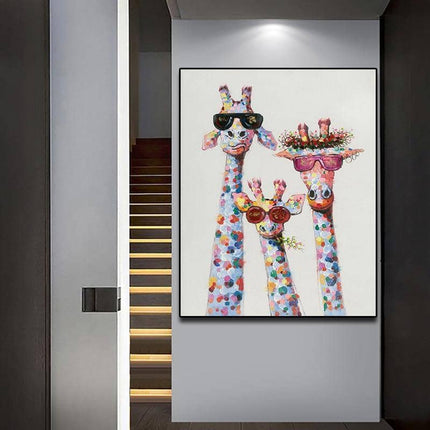 Colorful Giraffe Family Art Wall Poster - Whimsical & Playful Decor