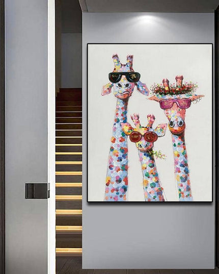 Colorful Giraffe Family Art Wall Poster - Whimsical & Playful Decor