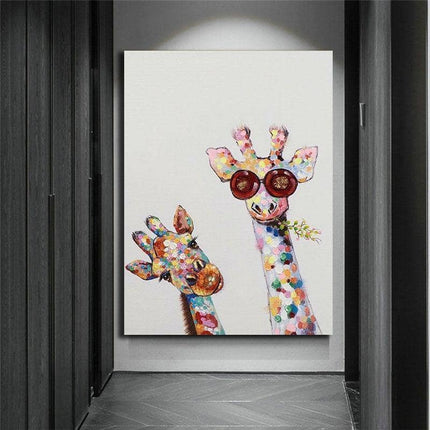 Colorful Giraffe Family Art Wall Poster - Whimsical & Playful Decor