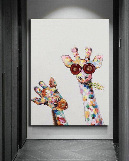 Colorful Giraffe Family Art Wall Poster - Whimsical & Playful Decor