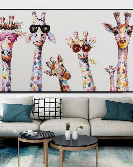 Colorful Giraffe Family Art Wall Poster - Whimsical & Playful Decor