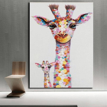 Colorful Giraffe Family Art Wall Poster - Whimsical & Playful Decor