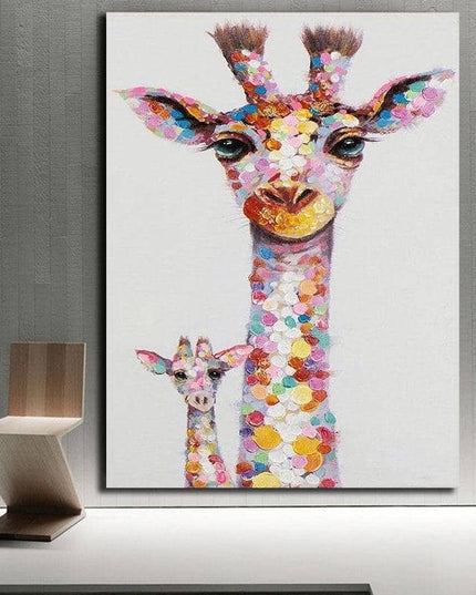 Colorful Giraffe Family Art Wall Poster - Whimsical & Playful Decor