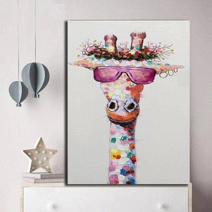 Colorful Giraffe Family Art Wall Poster - Whimsical & Playful Decor