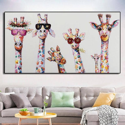 Colorful Giraffe Family Art Wall Poster - Whimsical & Playful Decor
