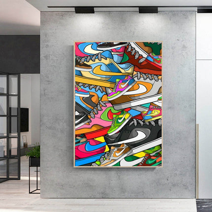 Colourful Kicks: Nike Dunk Low Sneaker Canvas Poster Wall Poster