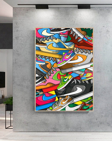 Colourful Kicks: Nike Dunk Low Sneaker Canvas Poster Wall Poster
