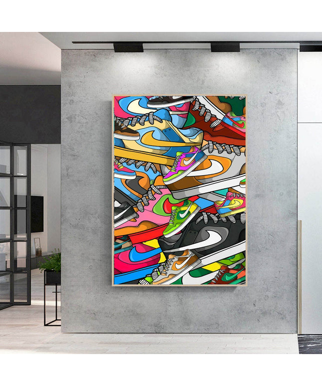 Colourful Kicks: Nike Dunk Low Sneaker Canvas Poster Wall Poster