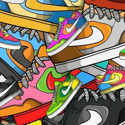 Colourful Kicks: Nike Dunk Low Sneaker Canvas Poster Wall Poster