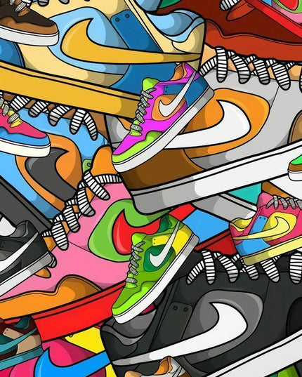 Colourful Kicks: Nike Dunk Low Sneaker Canvas Poster Wall Poster