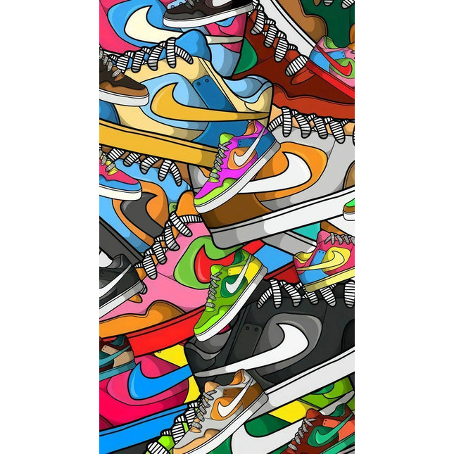 Colourful Kicks: Nike Dunk Low Sneaker Canvas Poster Wall Poster