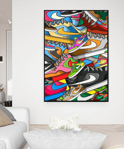 Colourful Kicks: Nike Dunk Low Sneaker Canvas Poster Wall Poster