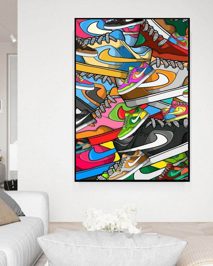 Colourful Kicks: Nike Dunk Low Sneaker Canvas Poster Wall Poster