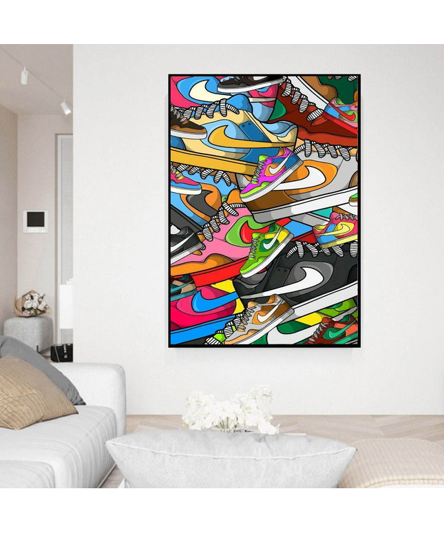 Colourful Kicks: Nike Dunk Low Sneaker Canvas Poster Wall Poster