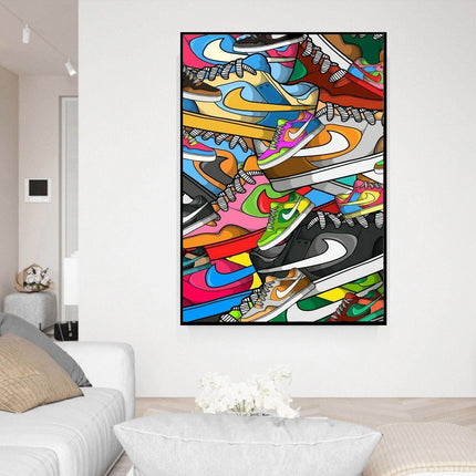 Colourful Kicks: Nike Dunk Low Sneaker Canvas Poster Wall Poster