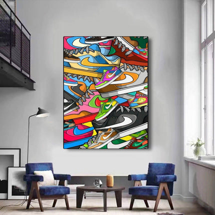 Colourful Kicks: Nike Dunk Low Sneaker Canvas Poster Wall Poster