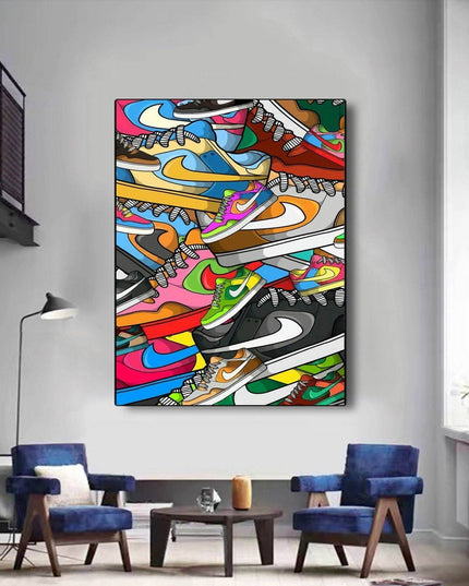 Colourful Kicks: Nike Dunk Low Sneaker Canvas Poster Wall Poster