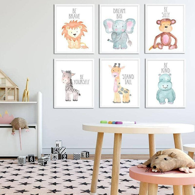 Cute Animals Canvas Print - Playful Wall Poster Art
