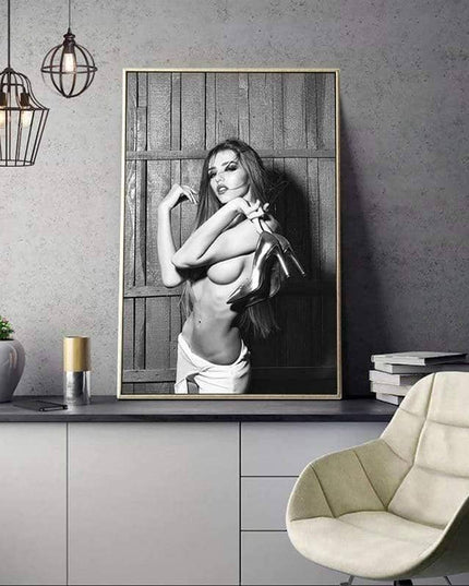 Drunk Girl in Toilet Wall Art - Bold and Provocative Canvas Print