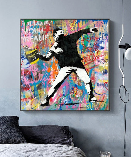 Dynamic Street Art: Busky Graffiti Canvas Print Wall Poster