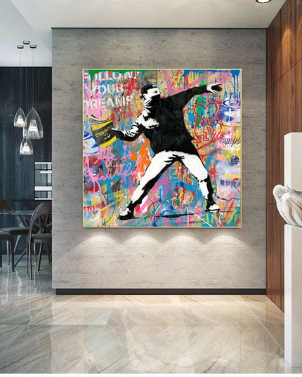 Dynamic Street Art: Busky Graffiti Canvas Print Wall Poster