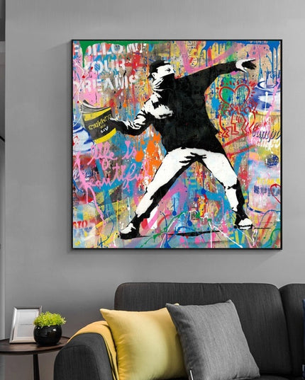 Dynamic Street Art: Busky Graffiti Canvas Print Wall Poster