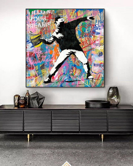 Dynamic Street Art: Busky Graffiti Canvas Print Wall Poster