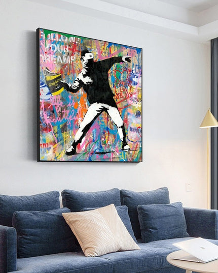 Dynamic Street Art: Busky Graffiti Canvas Print Wall Poster