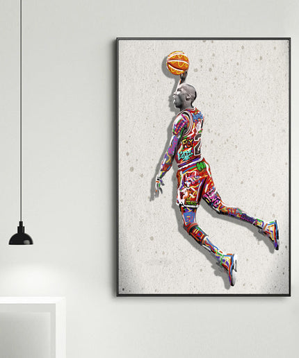 Electrifying Michael Jordan Dunk Graffiti Canvas Print: Soar with a Legend