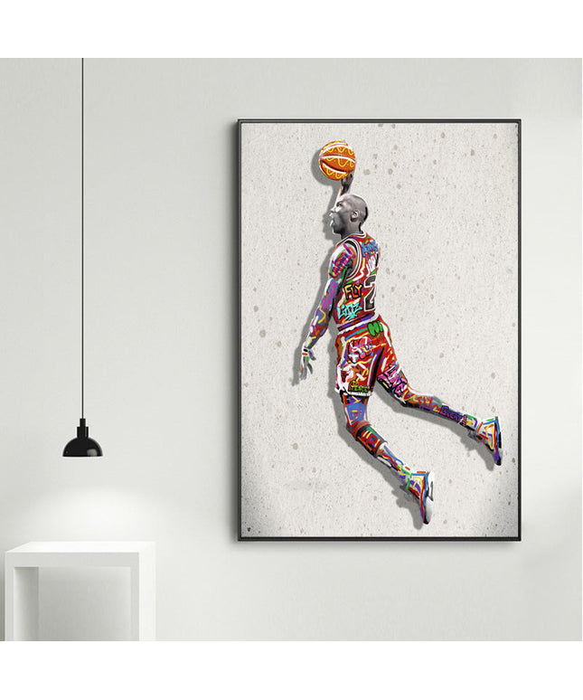 Electrifying Michael Jordan Dunk Graffiti Canvas Print: Soar with a Legend