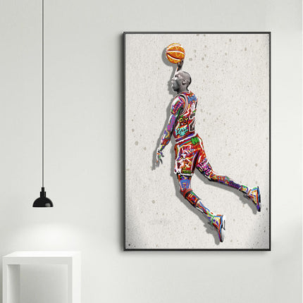 Electrifying Michael Jordan Dunk Graffiti Canvas Print: Soar with a Legend