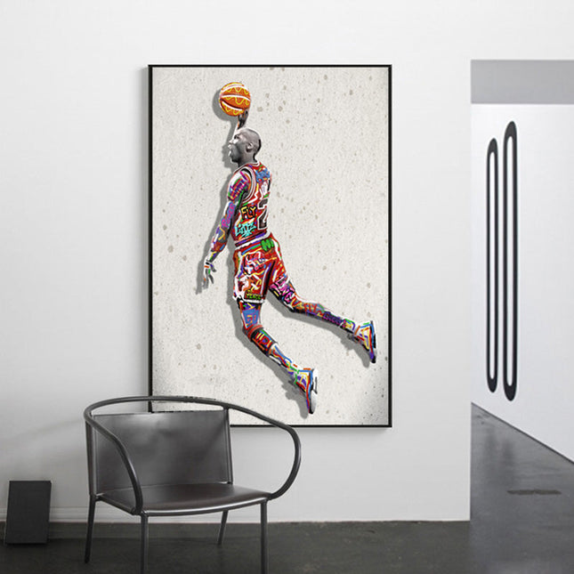 Electrifying Michael Jordan Dunk Graffiti Canvas Print: Soar with a Legend
