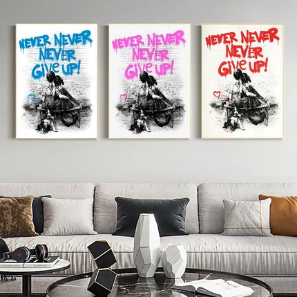 Encouraging Persistence: Banksy's Never Give Up Print Wall Poster
