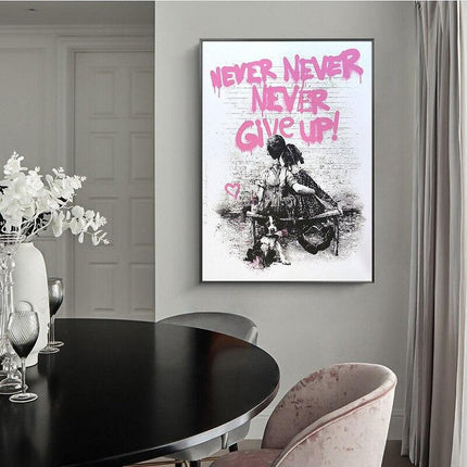 Encouraging Persistence: Banksy's Never Give Up Print Wall Poster