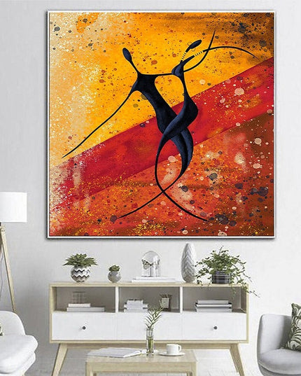 Energetic Rhythms: African Abstract Dancing Couple Wall Poster