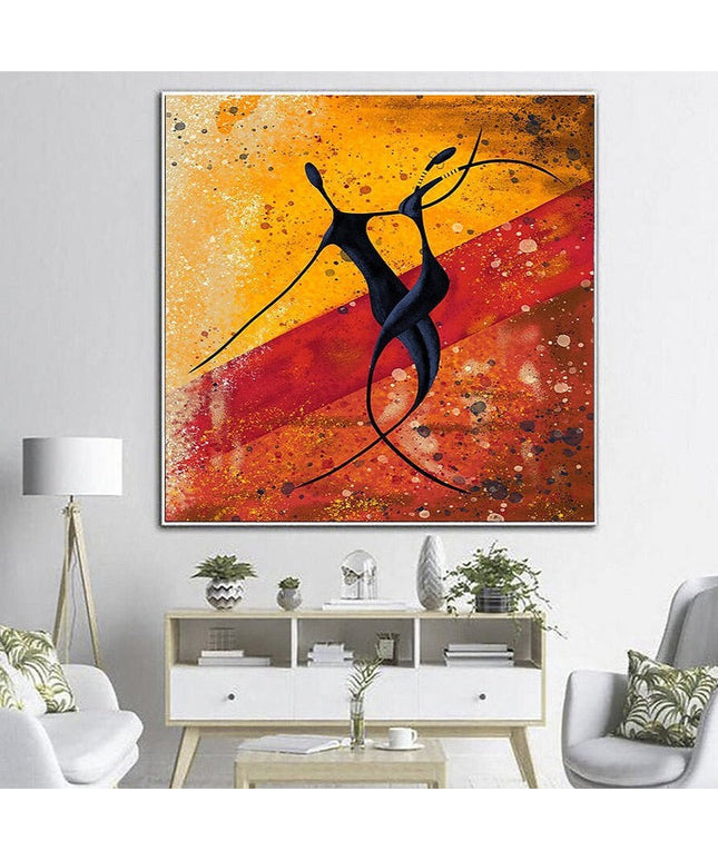 Energetic Rhythms: African Abstract Dancing Couple Wall Poster