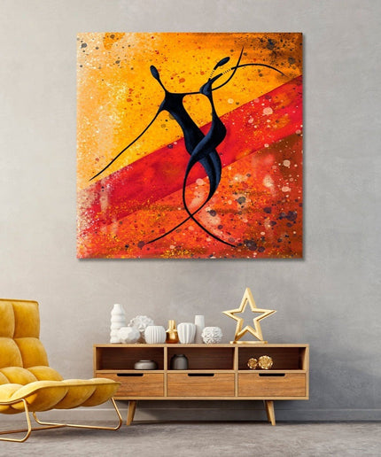 Energetic Rhythms: African Abstract Dancing Couple Wall Poster