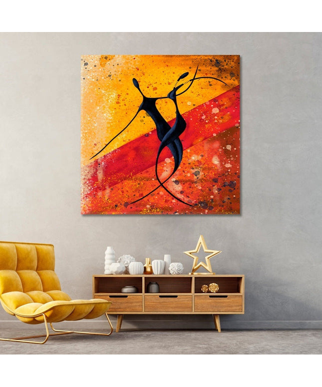 Energetic Rhythms: African Abstract Dancing Couple Wall Poster