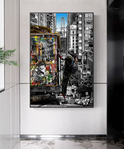 Experience the Vibrancy of London Streets with Banksy Street of London Graffiti Art Wall Poster - Printed on Canvas