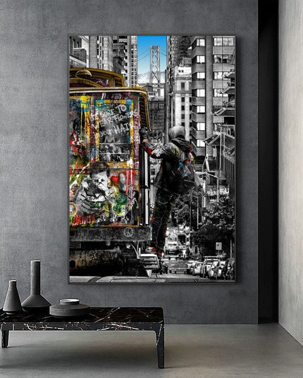 Experience the Vibrancy of London Streets with Banksy Street of London Graffiti Art Wall Poster - Printed on Canvas