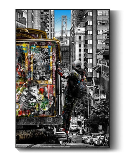 Experience the Vibrancy of London Streets with Banksy Street of London Graffiti Art Wall Poster - Printed on Canvas